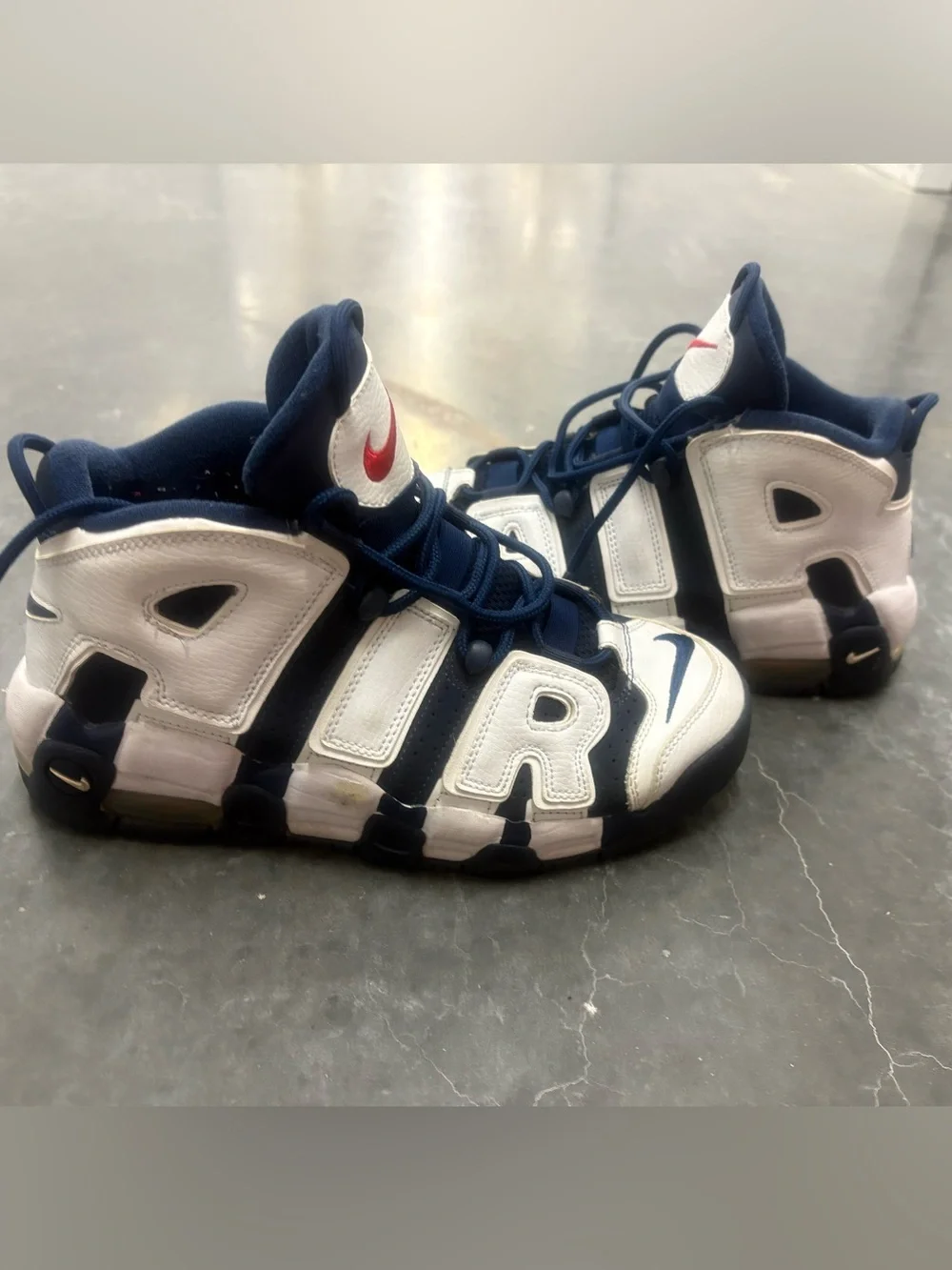 Nike Air More Uptempo Olympic Navy White Gold 6.5Y Women’s 8